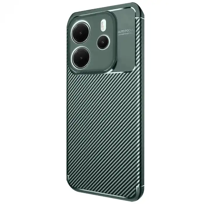 Xiaomi Redmi Note 14 4g Kılıf Auto Focus Karbon Kapak - Koyu Yeşil