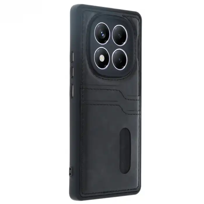 Xiaomi Redmi Note 14 Pro 4g Kılıf Sara Kartvizitli Deri Kılıf - Siyah