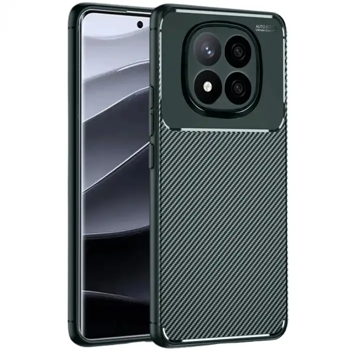 Xiaomi Redmi Note 14 Pro Plus Kılıf Auto Focus Karbon Kapak - Koyu Yeşil