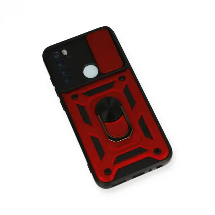 Xiaomi Redmi Note 8 Kılıf Pars Lens Yüzüklü Silikon - Kırmızı