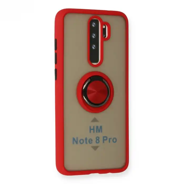 Xiaomi Redmi Note 8 Pro Kılıf Montreal Yüzüklü Silikon Kapak - Kırmızı