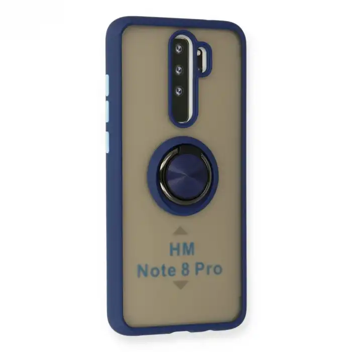 Xiaomi Redmi Note 8 Pro Kılıf Montreal Yüzüklü Silikon Kapak - Lacivert