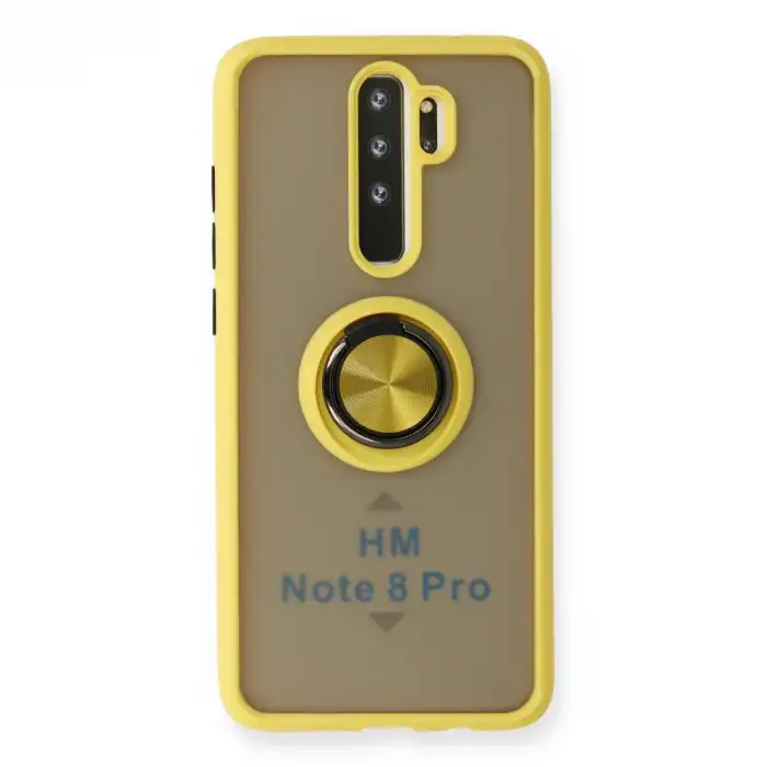 Xiaomi Redmi Note 8 Pro Kılıf Montreal Yüzüklü Silikon Kapak - Sarı