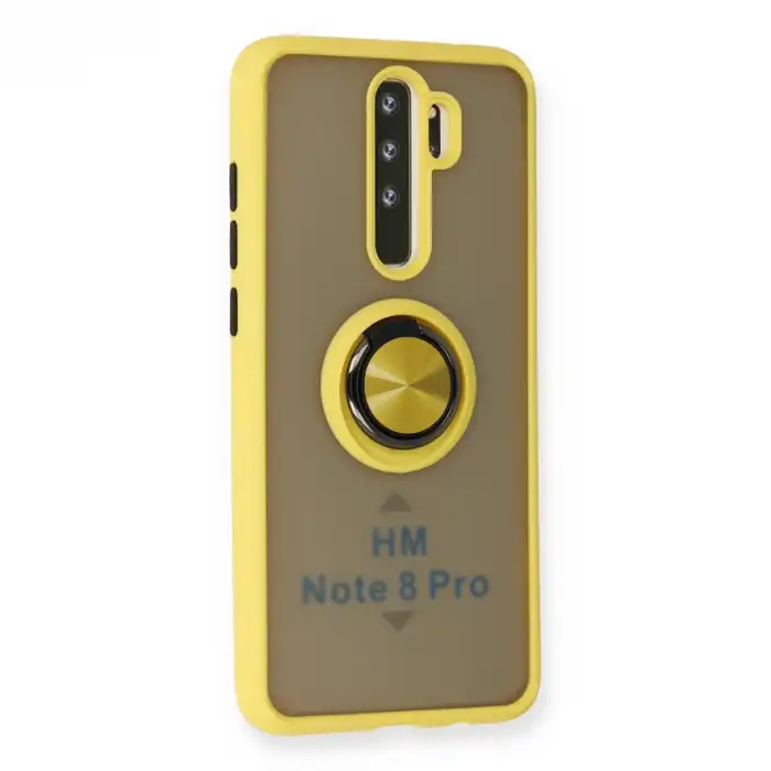 Xiaomi Redmi Note 8 Pro Kılıf Montreal Yüzüklü Silikon Kapak - Sarı