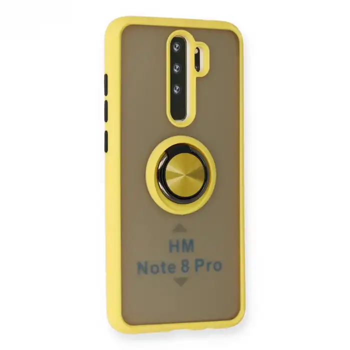 Xiaomi Redmi Note 8 Pro Kılıf Montreal Yüzüklü Silikon Kapak - Sarı