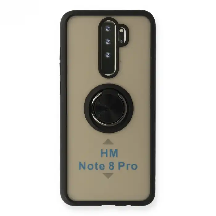 Xiaomi Redmi Note 8 Pro Kılıf Montreal Yüzüklü Silikon Kapak - Siyah