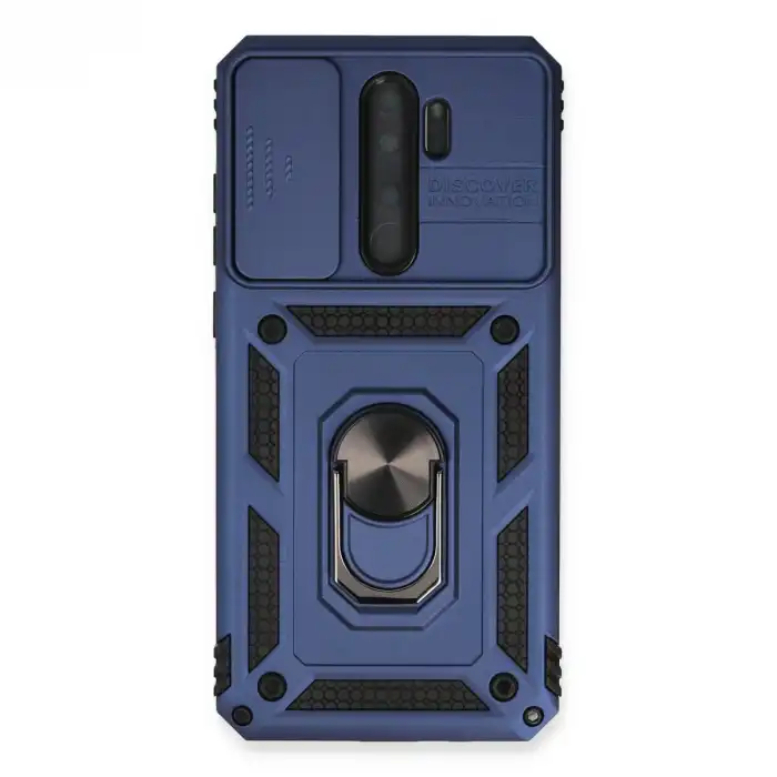 Xiaomi Redmi Note 8 Pro Kılıf Pars Lens Yüzüklü Silikon - Lacivert