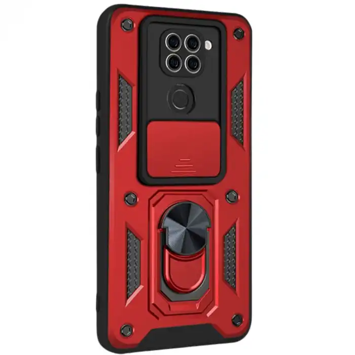 Xiaomi Redmi Note 9 4g Kılıf Pars Lens Yüzüklü Silikon - Kırmızı
