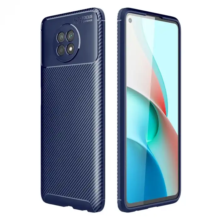 Xiaomi Redmi Note 9 5g Kılıf Auto Focus Karbon Kapak - Lacivert