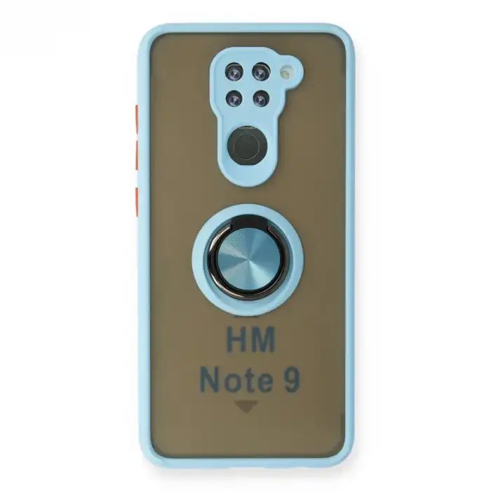 Xiaomi Redmi Note 9 Kılıf Montreal Yüzüklü Silikon Kapak - Buz Mavi