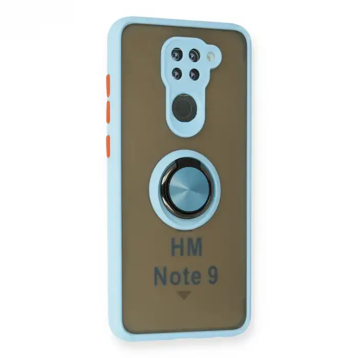 Xiaomi Redmi Note 9 Kılıf Montreal Yüzüklü Silikon Kapak - Buz Mavi