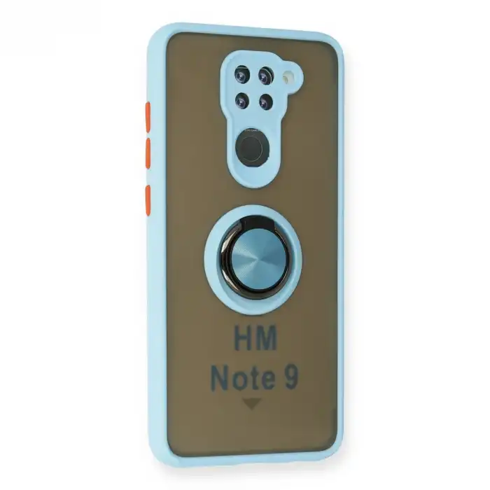 Xiaomi Redmi Note 9 Kılıf Montreal Yüzüklü Silikon Kapak - Buz Mavi