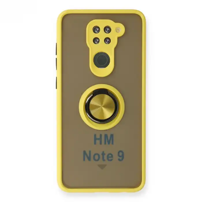 Xiaomi Redmi Note 9 Kılıf Montreal Yüzüklü Silikon Kapak - Sarı
