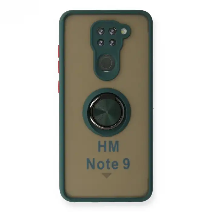 Xiaomi Redmi Note 9 Kılıf Montreal Yüzüklü Silikon Kapak - Yeşil