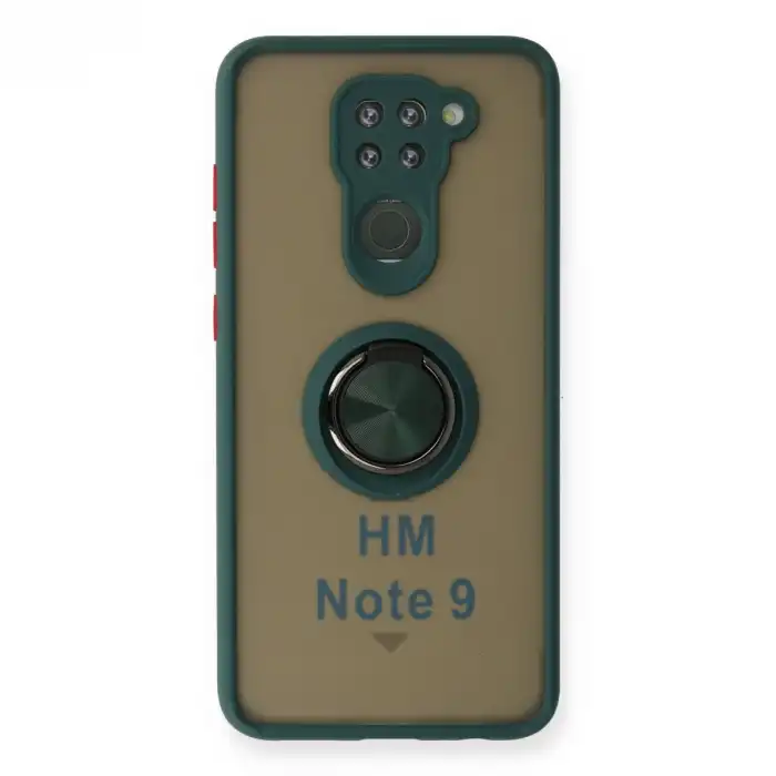 Xiaomi Redmi Note 9 Kılıf Montreal Yüzüklü Silikon Kapak - Yeşil