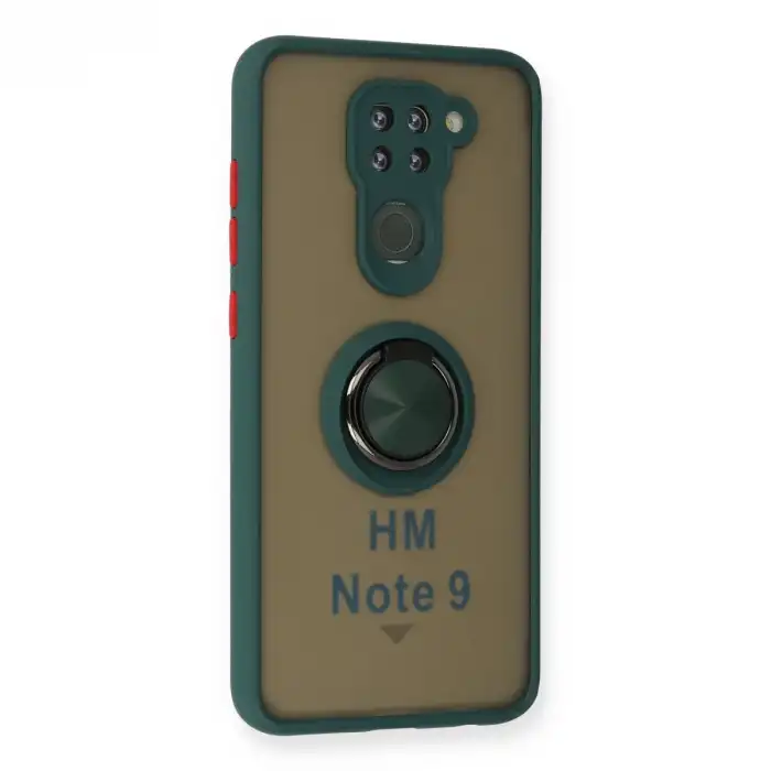 Xiaomi Redmi Note 9 Kılıf Montreal Yüzüklü Silikon Kapak - Yeşil