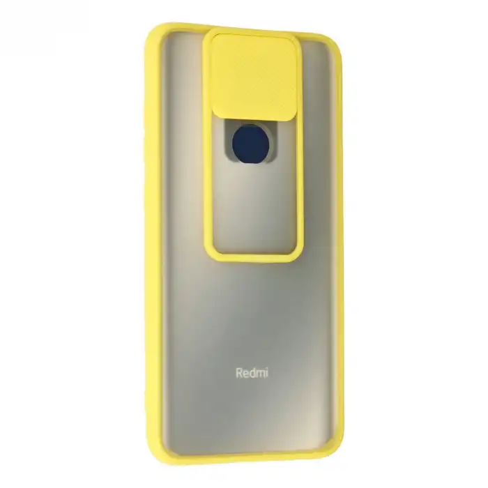 Xiaomi Redmi Note 9 Kılıf Palm Buzlu Kamera Sürgülü Silikon - Sarı