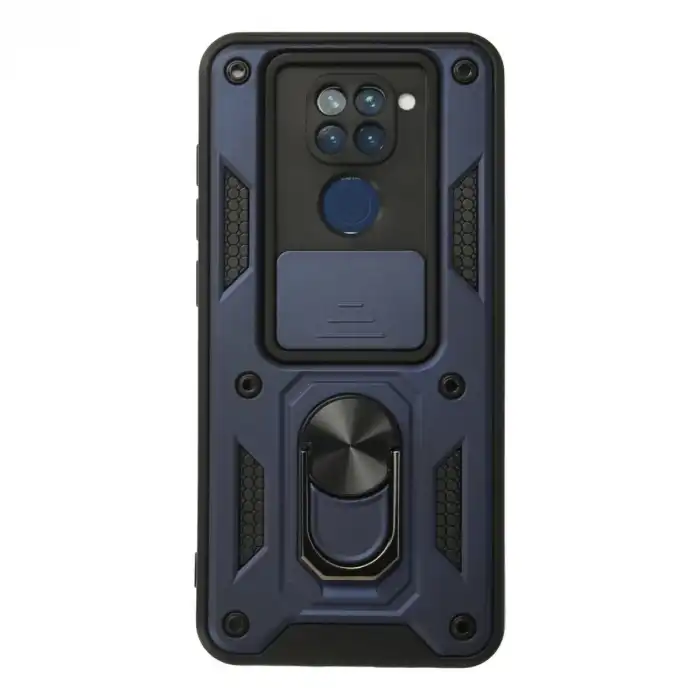 Xiaomi Redmi Note 9 Kılıf Pars Lens Yüzüklü Silikon - Lacivert