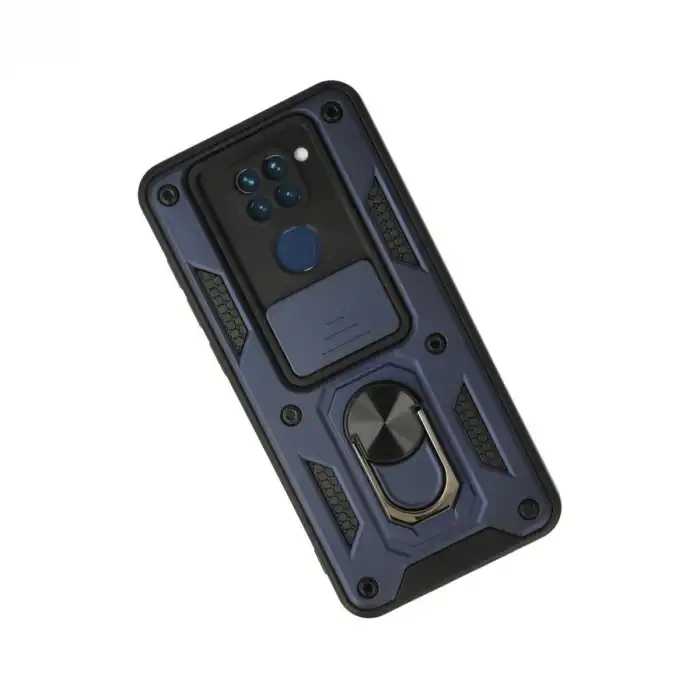 Xiaomi Redmi Note 9 Kılıf Pars Lens Yüzüklü Silikon - Lacivert
