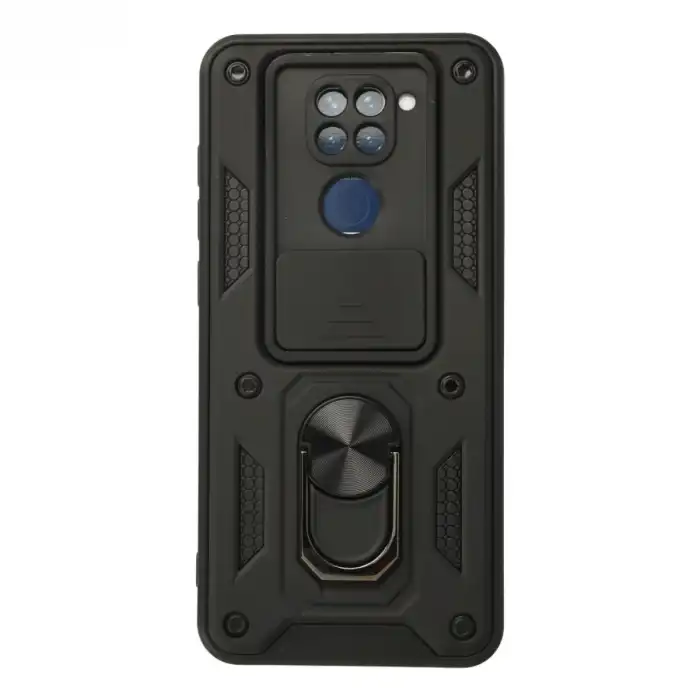 Xiaomi Redmi Note 9 Kılıf Pars Lens Yüzüklü Silikon - Siyah