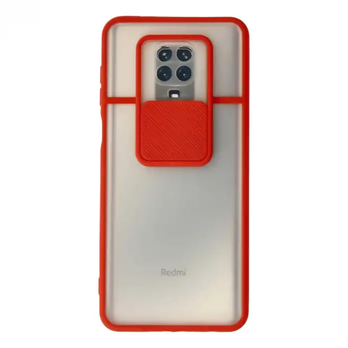 Xiaomi Redmi Note 9 Pro Kılıf Palm Buzlu Kamera Sürgülü Silikon - Kırmızı