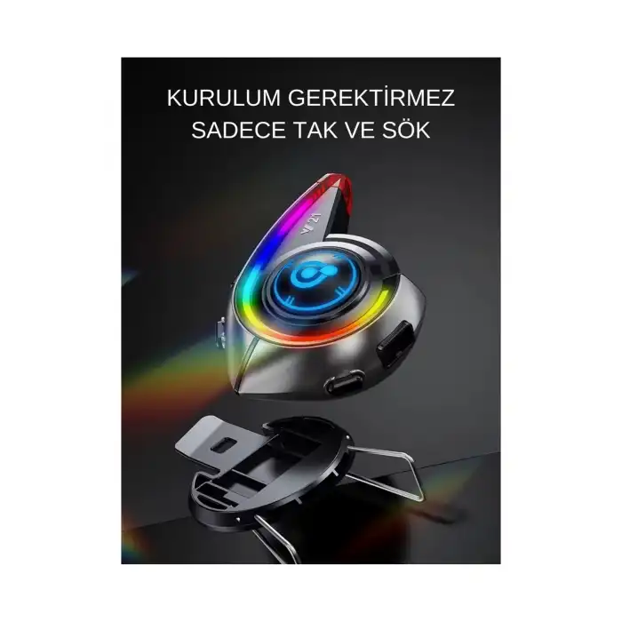 Y21 Rgb Işık Efektli Intercom Bluetooth Motosiklet Kask Kulaklığı Intercom Kulaklık
