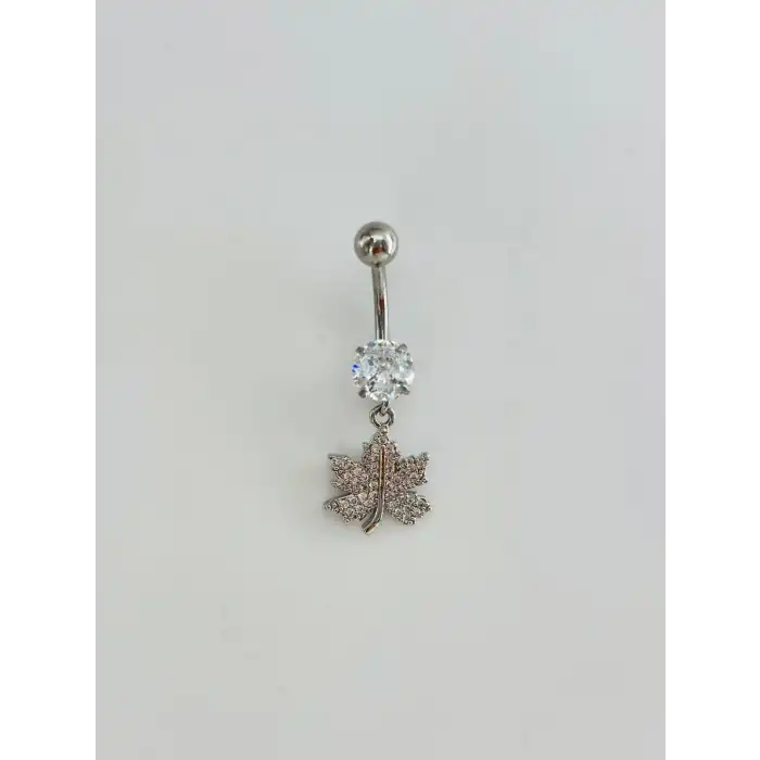 Yaprak Detaylı Göbek Piercing