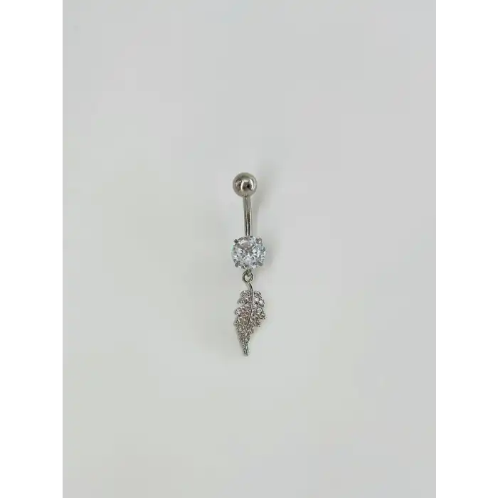 Yaprak Detaylı Sallantılı Göbek Piercing