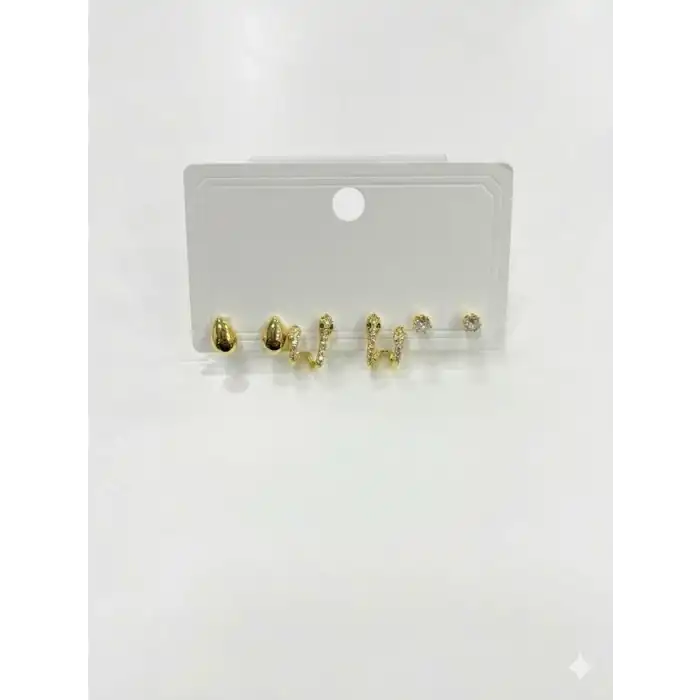 Yılan Detaylı Altılı Küpe