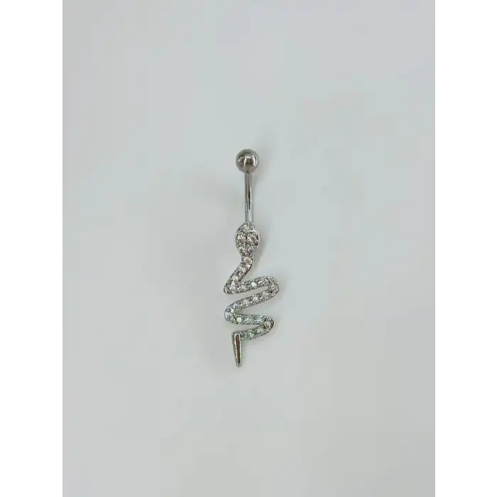 Yılan Detaylı Göbek Piercing