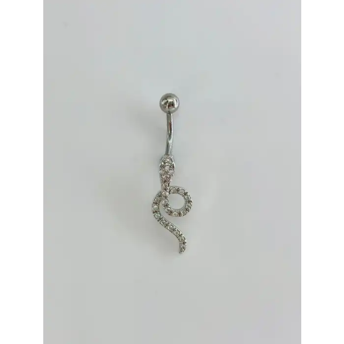 Yılan Detaylı Göbek Piercing