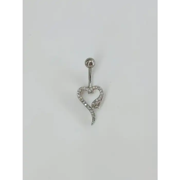 Yılan Ve Kalp Detaylı Göbek Piercing