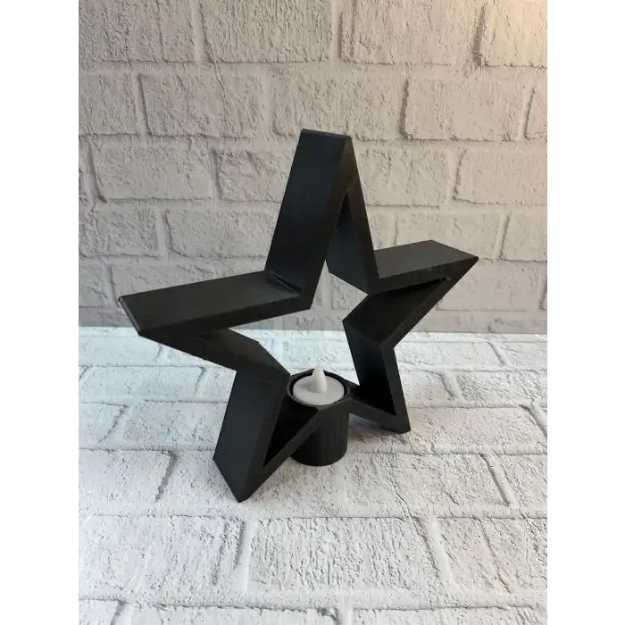 Yıldız Mumluk Siyah Modern Salon ve Raf Dekoru