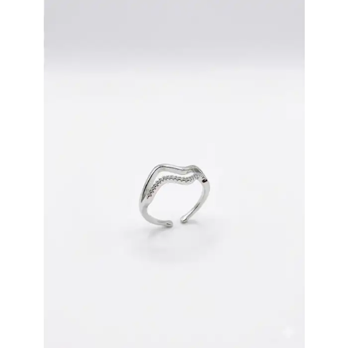 Zikzak Model Taşlı Yüzük