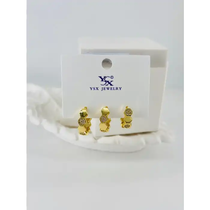 Zirkon Taşlı Üçlü Kombin Küpe