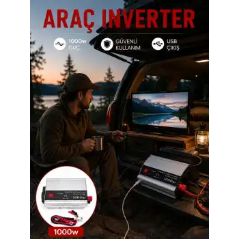 1000W Araç İnverter Aküden Elektrik Üreten Taşınabilir Güç Dönüştürücü