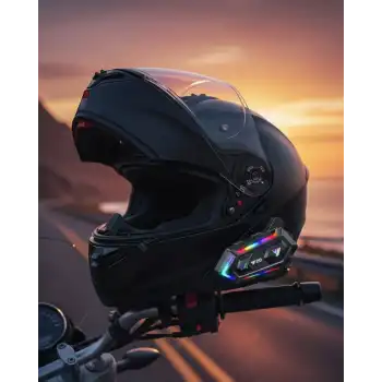 16 Mod RGB Işıklı Motosiklet Intercom Çift Telefon Destekli