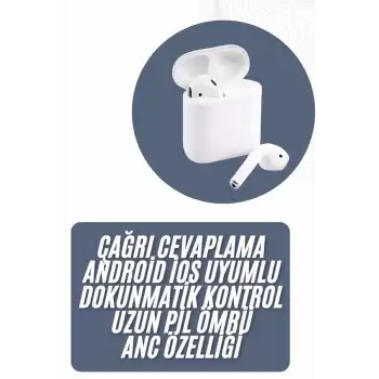2025 Model Çağrı Cevaplayabilen Bluetooth Kulaklık Beyaz Dokunmatik Kontrol