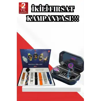 2025 Model Çok Kordonlu Akıllı Saat ve Bluetooth Kulaklık El Fenerli