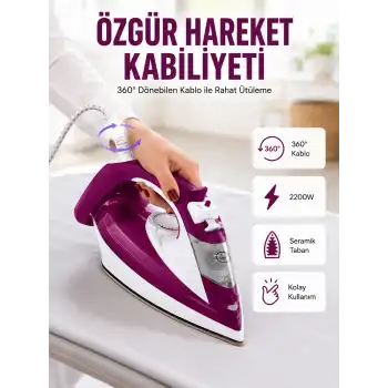 2200W Seramik Kaplama Estetik Tasarımı 360 Derece Dönebilir Kablosu Yeni Nesil