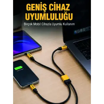 240W Çoklu Şarj Kablosu Type-C Lightning Micro USB Örgü Kablo