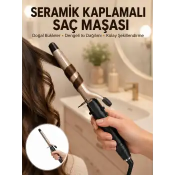 25 mm Seramik Saç Maşası Kalın Bukle ve Hacimli Dalga İçin Yeni Nesil