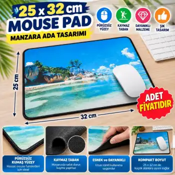 25x32 cm Küçük Boy Mouse Pad Manzara Ada