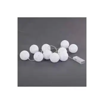 2m 10lu Işıklı Beyaz Top Dekoratif Süs Pilli