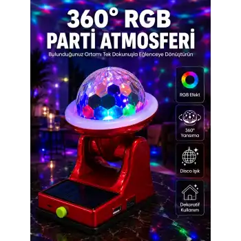 360° RGB LED Disco Işığı Ayarlanabilir Başlıklı Güneş Enerjili Projektör Lamba