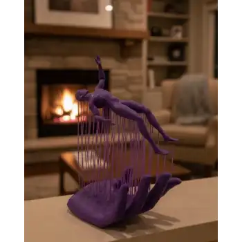 3D El İnsan Figürü Mor Modern Masa Üstü Ev ve Ofis Dekoru