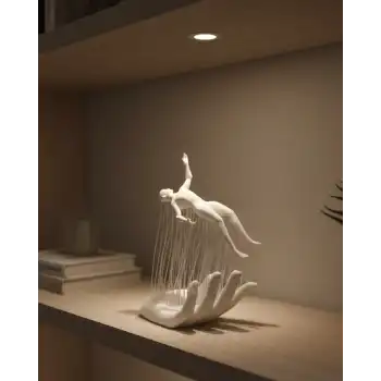 3D El Üzerinde İnsan Figürü Beyaz Minimal Masa Üstü Dekor