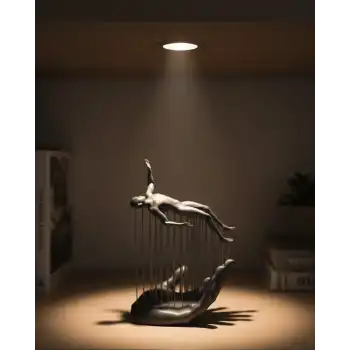 3D El Üzerinde İnsan Figürü Gri Minimal Masa Üstü Dekor