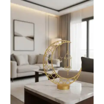 3D Hilal Cami Dekor Özel Baskı 20x20 cm Şık Masa Üstü
