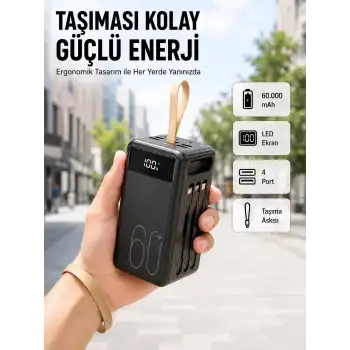 4 Çıkışlı Hızlı Şarj Destekli Powerbank Yeni Nesil